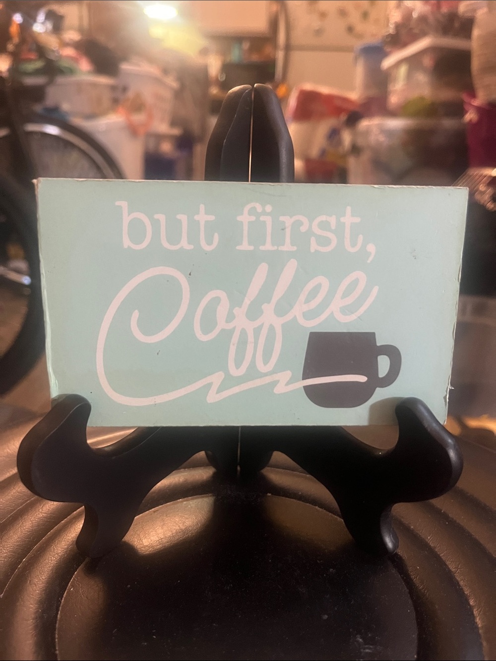 But First Coffee Decorative Sign - Mint Colored (stand not included) 400